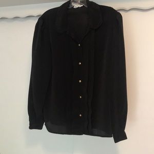 Vintage Rena Sabriel black long sleeve blouse